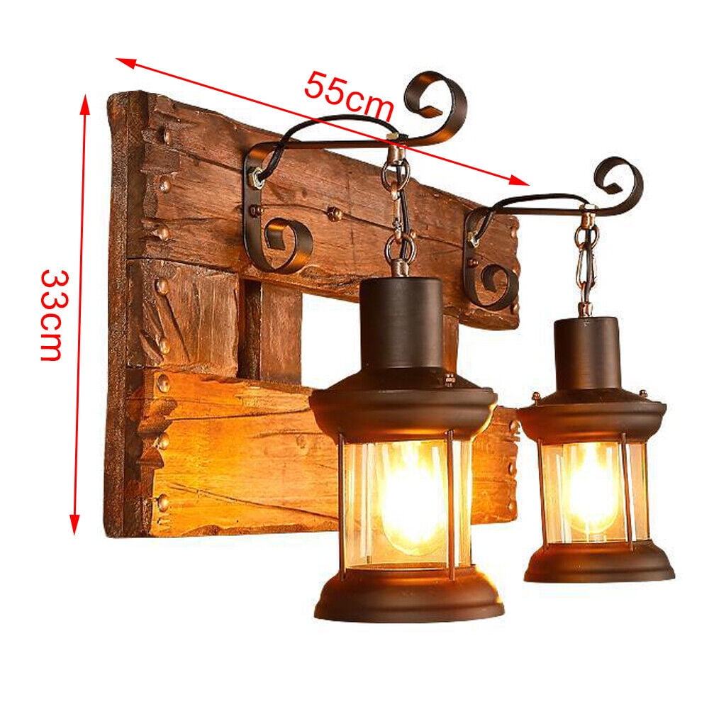 Miumaeov Industrial Rustic Wall Lantern Glass Wall Light Fixture Loft Outdoor Wall Sconce Lamp