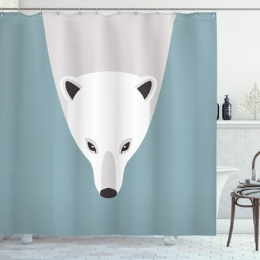 Ambesonne Polar Bear Shower Curtain, Flat Design, 69"Wx84"L, Blue Grey Eggshell