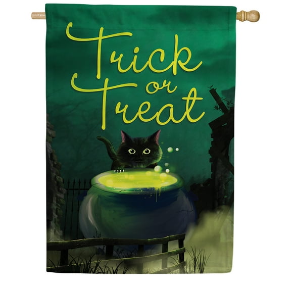 America Forever Halloween Hocus Pocus House Flag Double Sided Vertical 28 x 40 inches Trick or Treat House Flag Black Cat Decorations Outdoor Yard, Porch, Fall Season