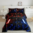 thumbnail image 2 of Manfei Gamer Gaming Bedding Comforter Set,Vindoe Game Twin Comforter Sets,Red Blue Geometric Bedding Set For Kid Boy,Lightweight Room Decorative Reversible,2pcs, 2 of 8