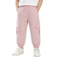 thumbnail image 2 of BXJX Boys Cargo Pants, Elastic&nbsp;Bottom Summer Casual Elastic Waist Kids Jogger Pants Pink Size 10-11 T, 2 of 9