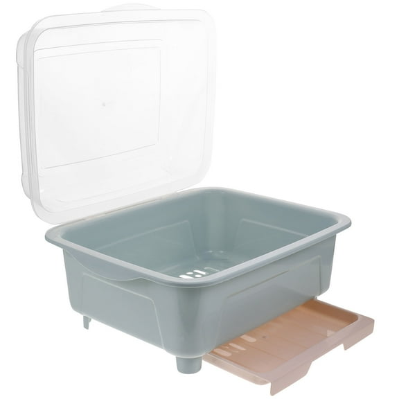 STOBOK Dish Drying Rack Large Dust-proof PP Blue 1Pcs for Kitchen Use