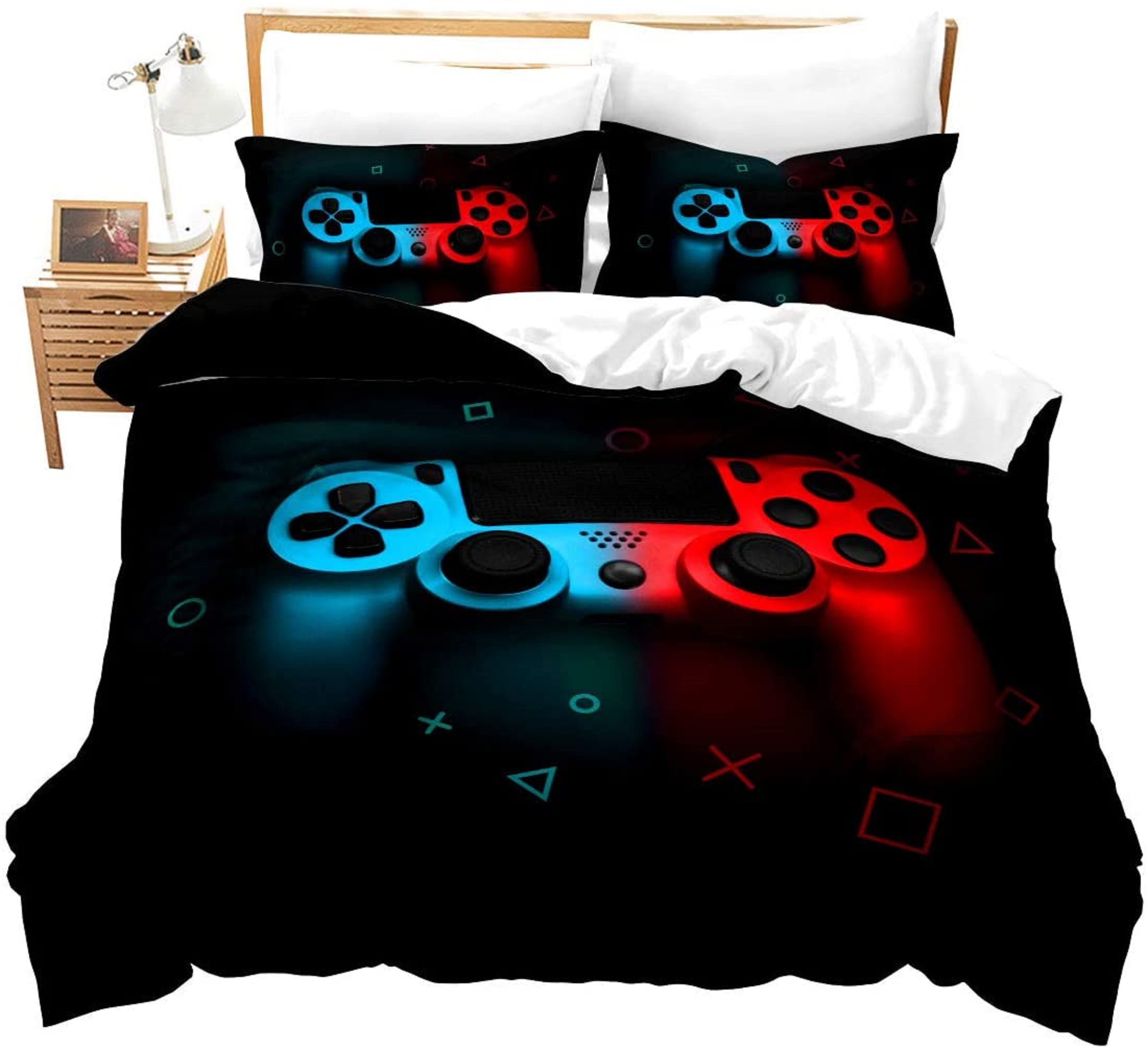 No Top Sheet Teens Gamepad Fitted Sheet Modern Gamer Fitted Bed Sheet Queen Size For Kid Boy Children Video Game Bedding Set Player Gaming Joystick Bedding Decor Set Breathable Decorative Room 