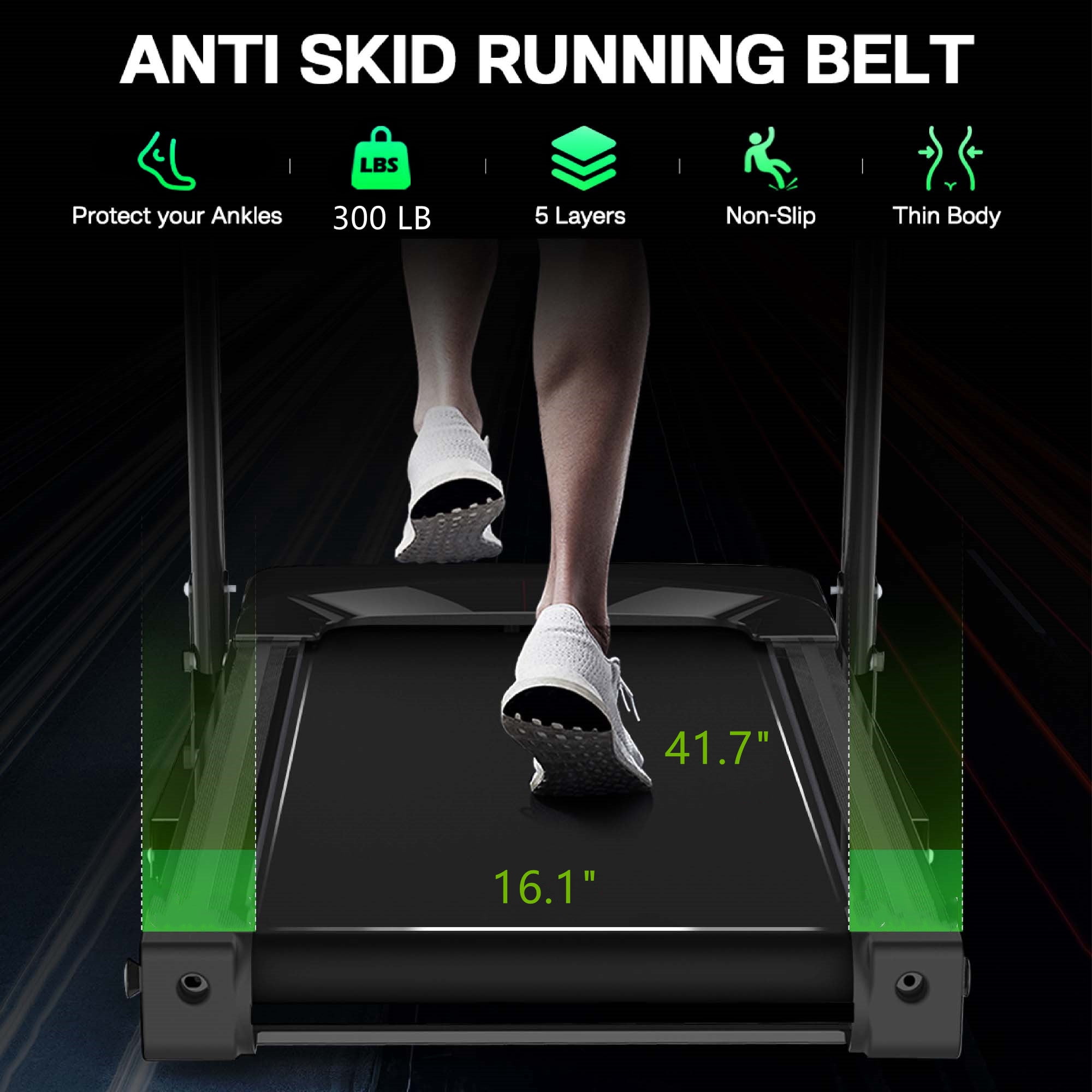 Aukfa AK-SF02-009 Folding Treadmill with Incline 300 lb Weight Capacity 7.5 mph Speed