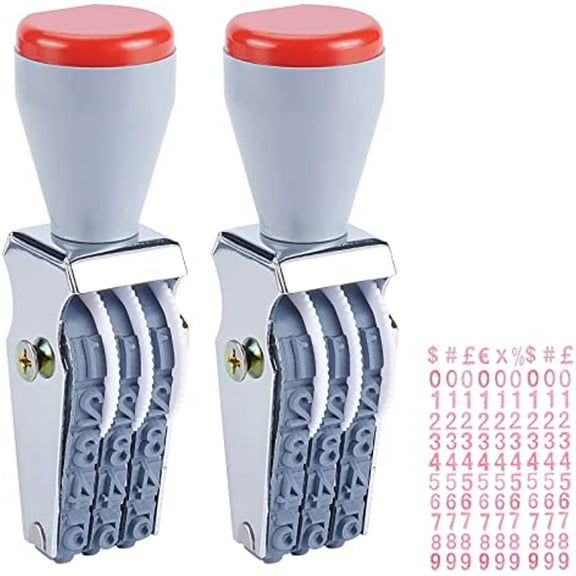 Adjustable Plastic Number Stamp Roller Stamps with Iron Findings Gray