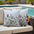 thumbnail image 4 of Spring Floral Outdoor Waterproof Pillow Covers, Blue Plaid Botanical Flowers Butterfly Decorative Square Throw Pillowcase Sofa Cushion Sham for Patio/Couch/Chair, 18"x18" 2 Pack, 4 of 8