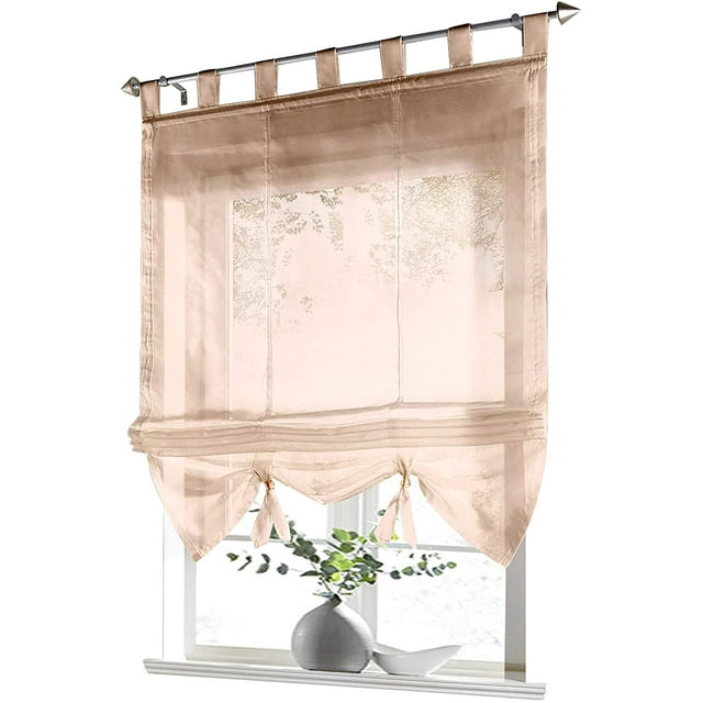 Roman Blind with Loops Curtains Kitchen Roman Blinds Transparent Loop Blind Curtains Modern Voile , (Sand,80 x 155cm)