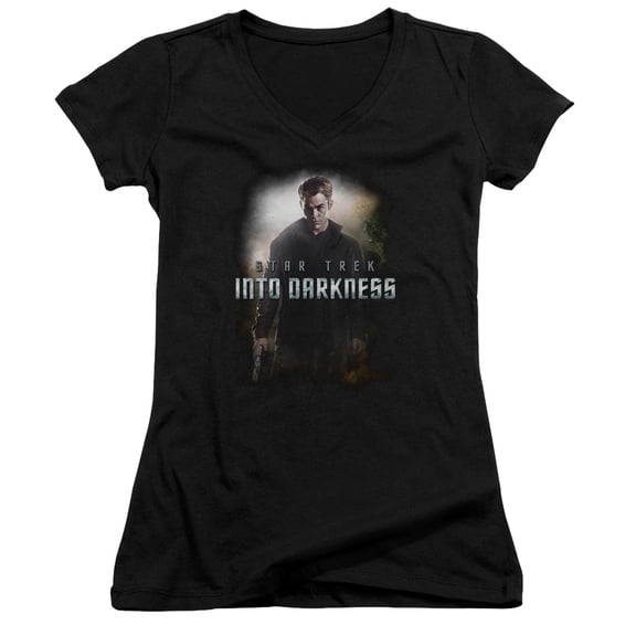 Star Trek Darkness Kirk Junior Women's V-Neck T-Shirt Black