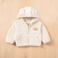 thumbnail image 2 of Atogsazn Baby Girls Fleece Jacket Toddler Zipper Fuzzy Long Sleeve Hooded Jackets Boys Winter Coat Clothes Beige 1-2 Years, 2 of 9