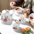 thumbnail image 2 of Porcelain Tea Sets, 8 OZ Cups& Saucer Service For 6, With Teapot Sugar Bowl Cream Pitcher Teaspoons And Tea Strainer For Tea/Coffee, 2 of 4