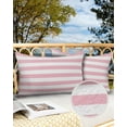 thumbnail image 2 of Pack of 2 Outdoor Pillow Covers, Pink and White Stripes Waterproof Square Throw Pillowcase Cushion Decorative Pillow Covers for Couch Patio Tent, 20x12 in, 2 of 6