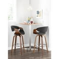 thumbnail image 2 of Curvini Mid-Century Modern Barstool In Walnut Wood And Charcoal Fabric - Set Of 2, 2 of 4