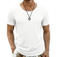 thumbnail image 2 of Men's Big and Tall Crewneck Cotton Linen T-Shirt, Loose Fit Longline Extra Long Beach Tee, Lightweight Breathable Hipster Summer Casual Tops, Sizes S-3XL White, 2 of 8