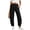 Black women cotton linen pants a1, variant on Cagogo Women Cotton Linen Straight Pants Elastic Waist with Pockets Casual Loose Ankle Trousers Travel Lounge Beach Work Pants, Light Blue XL