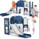 thumbnail image 1 of Durable 8-in-1 para niños pequeños playground activity set con slide climber y basketball hoop-indoor/outdoor play equipment para ages 1 to 3 (blanca y blue), 1 of 7