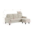 thumbnail image 7 of 2-Piece 75" Sectional Sofa Couch with Ottoman and Headrest, 3 Seat L Shaped Sofa with Removable Cushions Linen Fabric Small Couch Mid Century for Living Room, Apartment and Office, Beige, 7 of 7