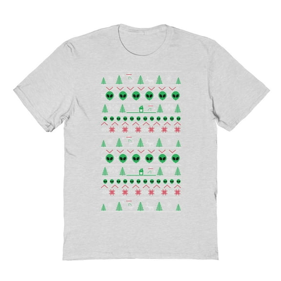 Christmas Holiday Alien Xmas Sweater Print Graphic Ash Grey Men's Cotton T-Shirt