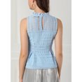 thumbnail image 2 of INSPIRE CHIC Women's Ruffle Neck Keyhole Back Sleeveless Floral Lace Peplum Top, 2 of 6