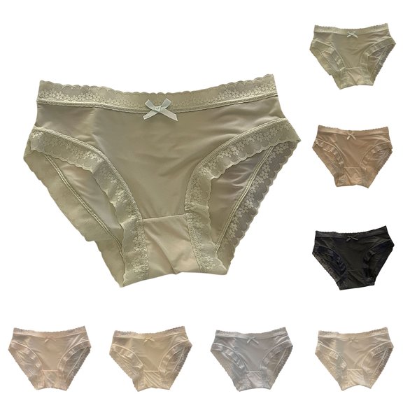 Ashirexll Ladies Underwear Panties, Plus Size Underwear for Women, Fashion Seamless Ice Silk Mid Waist Solid Color Ladies Briefs
