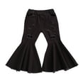 thumbnail image 7 of Douhoow 2-7Y Girls Jeans Ripped Denim Pants Bell-bottomed Pants Kids High Waist Wide Leg Trousers, 7 of 7
