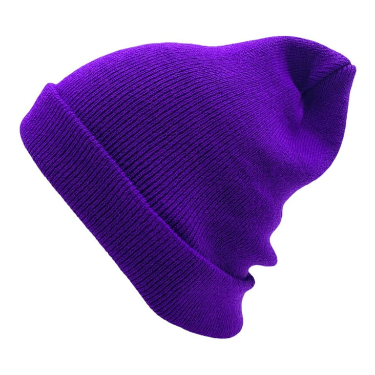 Empire Cove Knit Cuffed Beanie Hat Cap Warm Winter Men Women Soft Toboggan Purple