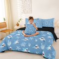 thumbnail image 3 of Feelyou Kawaii Blue Cartoon Coral Shark Twin Bedding Sets for Boys Girls, Cute Kids Starfish Marine Bedding Comforter Set, Blue, Black Reversible, 7-Piece, 3 of 7