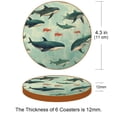 thumbnail image 3 of Whale Set of 6 Microfiber Leather Round Coasters, 11x11 cm/4.3x4.3 in, Drink Coasters for Home and Bar, Table Coasters, 3 of 6