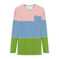 thumbnail image 4 of Scyoekwg Tops for Women Plus Size V Neck Tunic Shirts Dressy Casual Blouse Long Sleeve Tops for Women Trendy Color Block Lightweight Loose Blouses (Pink,XXL), 4 of 5