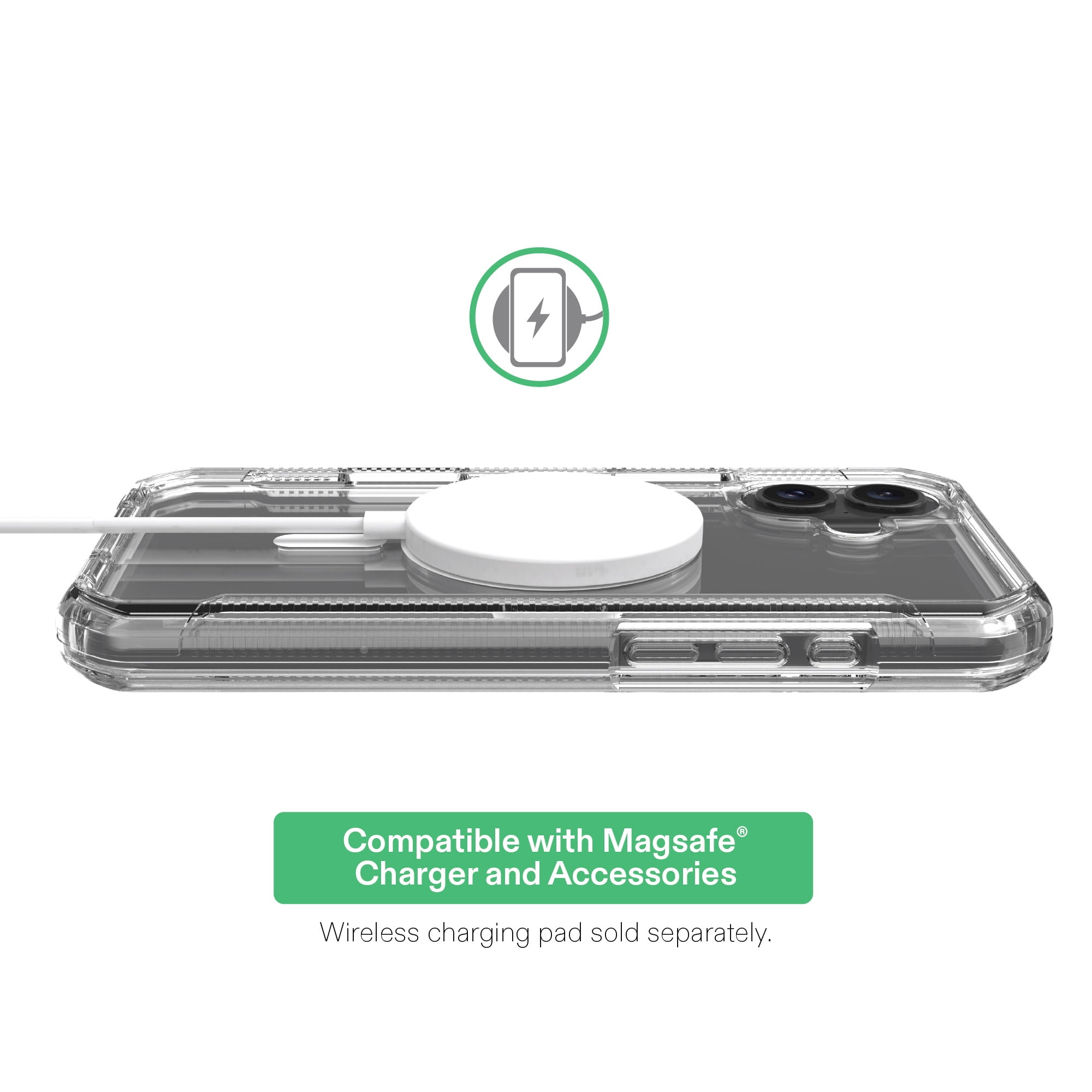 onn MagSafe Compatible Rugged Phone Case for iPhone 16 Plus - Clear