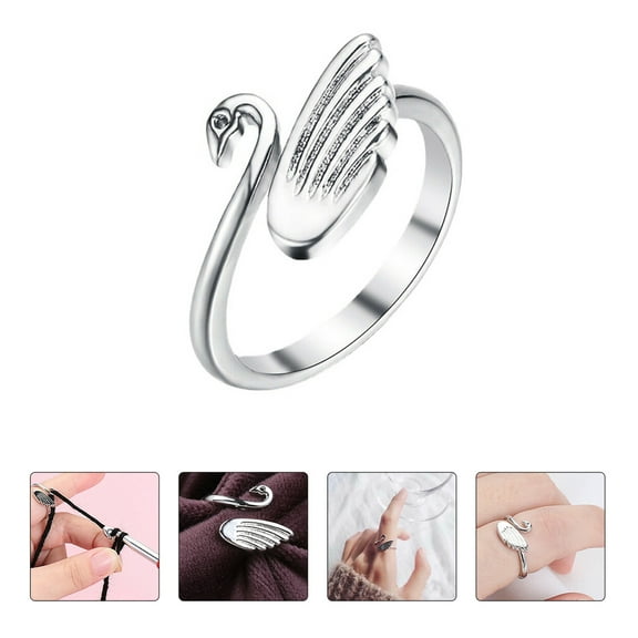 IDEANATEGRATE 2Pcs Knitting Crochet Ring Shape Crochet Rings for Crafts and Daily Wear