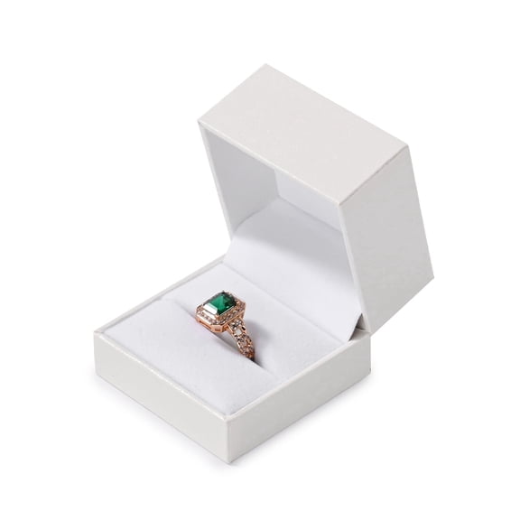 Oirlv Premium White Ring Gift Box, Velvet Lined Jewelry Presentation Case for Engagement, Proposal & Gifting