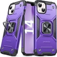 thumbnail image 1 of Designed for iPhone 14 Case, Military Grade Protective Phone Case Cover with Enhanced Metal Ring Kickstand [Support Magnet Mount] Compatible with iPhone 14 6.1, Purple, 1 of 5