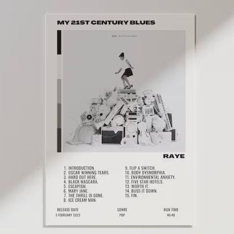 Raye - My 21st Century Blues Album Cover Poster Size 24''x36'' -Gategoo