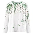 thumbnail image 4 of Royisotas Floral Graphic Womens Plus Tops Casual Summer Green Long Sleeve Shirts for Women Lace Splicing Loose Fashion Crew Neck T Shirts, 4 of 4