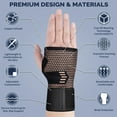 thumbnail image 3 of Vlela Copper Wrist Brace for Carpal Tunnel Wrist Support with Adjustable Elastic Strap Wrist Band Hand Wraps for Carpal Tunnel, Arthritis, Tendonitis Pain Relief, 3 of 7
