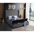 thumbnail image 4 of Maklaine Contemporary Solid Wood and Velvet King Bed in Gray, 4 of 8