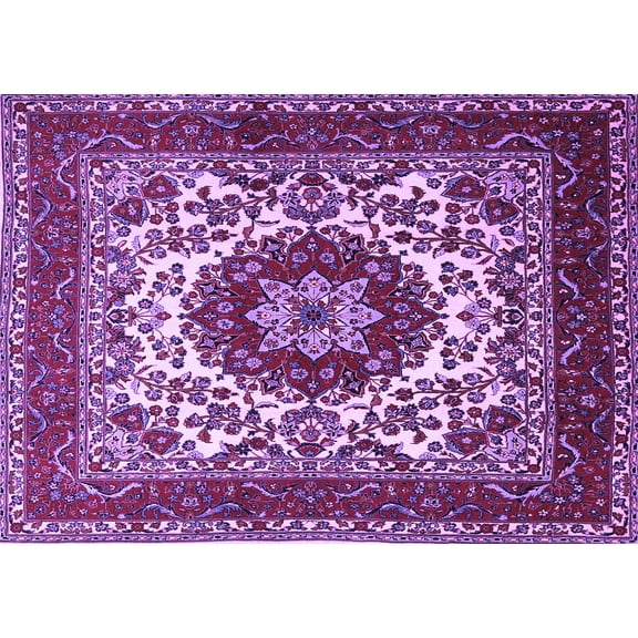 Ahgly Company Indoor Rectangle Medallion Purple Traditional Area Rugs, 5' x 7'
