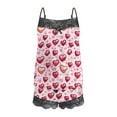thumbnail image 6 of Pajamas for Women Valentine's Day Gift for Her Heart Print Lace Camisole Sleeveless Shorts Casual Pajama Sets Pink6, 6 of 6