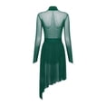 thumbnail image 4 of inlzdz Women Lyrical Dance Dress Long Sleeve Shiny Rhinestones Figure Skating Modern Dance Performance Dresses Green M, 4 of 5