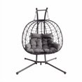 thumbnail image 6 of Double Hanging Egg Chair with Stand Patio Hammock Swing Loveseat with Cushion Indoor Outdoor Brown, 6 of 13