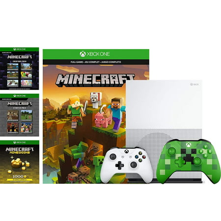 Microsoft Xbox One S 1TB Minecraft Creators Bundle: 1000 Minecoins, Starter and Creators Pack, Full Game Download and Xbox One S 1TB Bundle with Extra Limited Edition Creeper