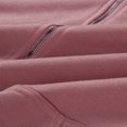 thumbnail image 3 of Sudadera de manga larga con solapa y media cremallera para mujer, color liso, elegante, holgado, informal, color rojo, 3 of 6