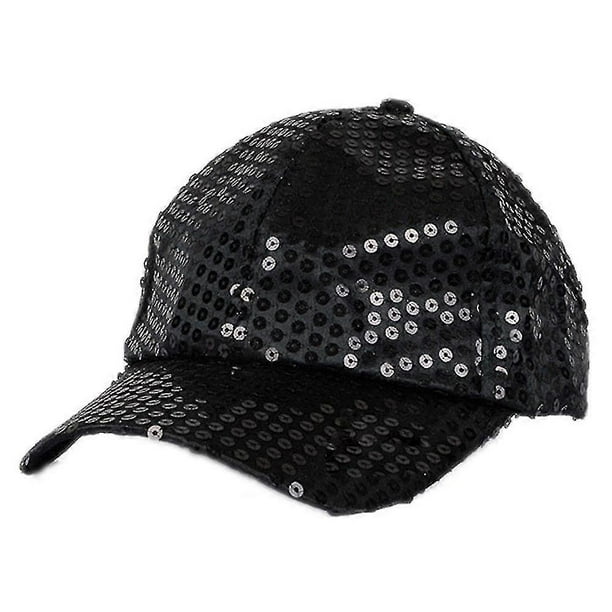 Ladies Men Glitter Sequins Baseball Cap Buckle Back Party Cap Outdoor Adjustable