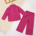 thumbnail image 4 of Girls' Hot Pink 2 Piece Outfit Set 2-7Y, Long Sleeve Collared Top & High Waisted Wide Leg Pants, Nylon Spandex Comfortable Durable Kids Playwear,Size 6 T, 4 of 8