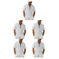 thumbnail image 2 of pitrice Men Shirt Casual Short Sleeve Breathable Replacement Button Down Solid Color Fashionable Home Dating Shirts Top White L 5Set, 2 of 6