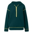 thumbnail image 4 of XAOFW Women'S Sweatshirts Hood Cropped Half Zip Winter Fuzzy Plush Athletic Streetwear Ladies Long Sleeve Solid Color Roomy Leisure Stylish Casual Daily Wear Pullover, 4 of 5