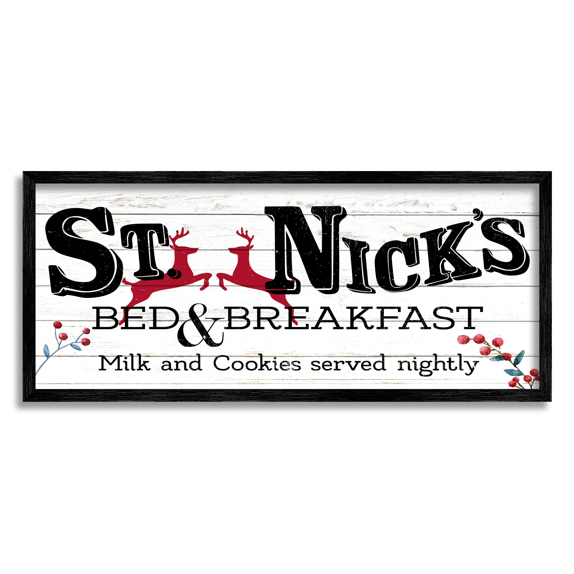 Stupell Industries St. Nick's Bead & Breakfast Christmas Red Reindeer, 24 x 10,Design by Kim Allen