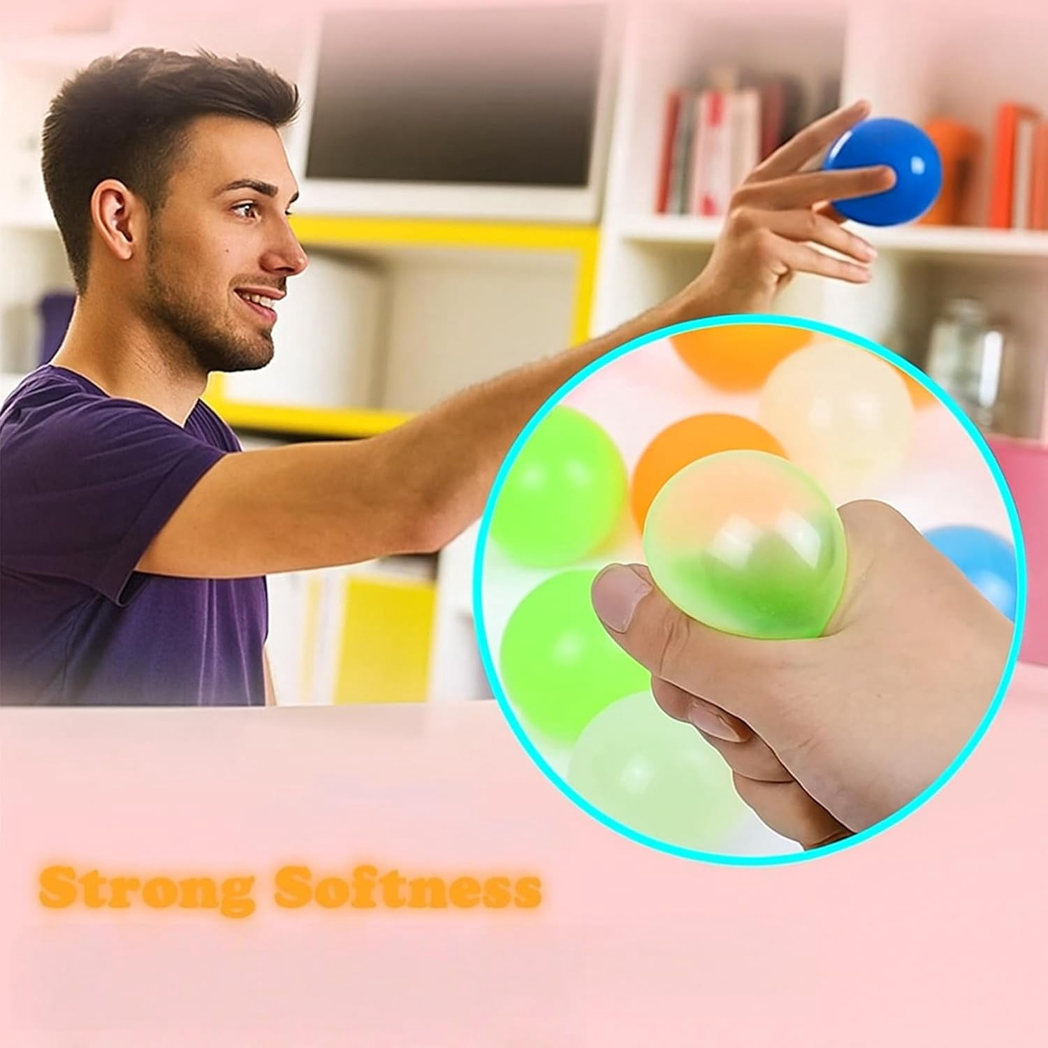 Sticky Balls for Ceiling & Wall, Glow in The Dark Sticky Stress Balls (8 PCS)