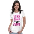 thumbnail image 4 of Life is Worth the Fight Breast Cancer Womens Slim Fit Graphic Tee Brisco Brands L, 4 of 5