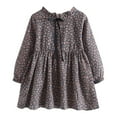 thumbnail image 2 of NAISIBABY Girls Long Sleeve Dress, Cotton Lightweight Lace Up Floral Pleated Casual Ruffle Dress Gray 4-5T, 2 of 8
